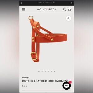 NEW Molly & Stitch butter leather dog harness size XS